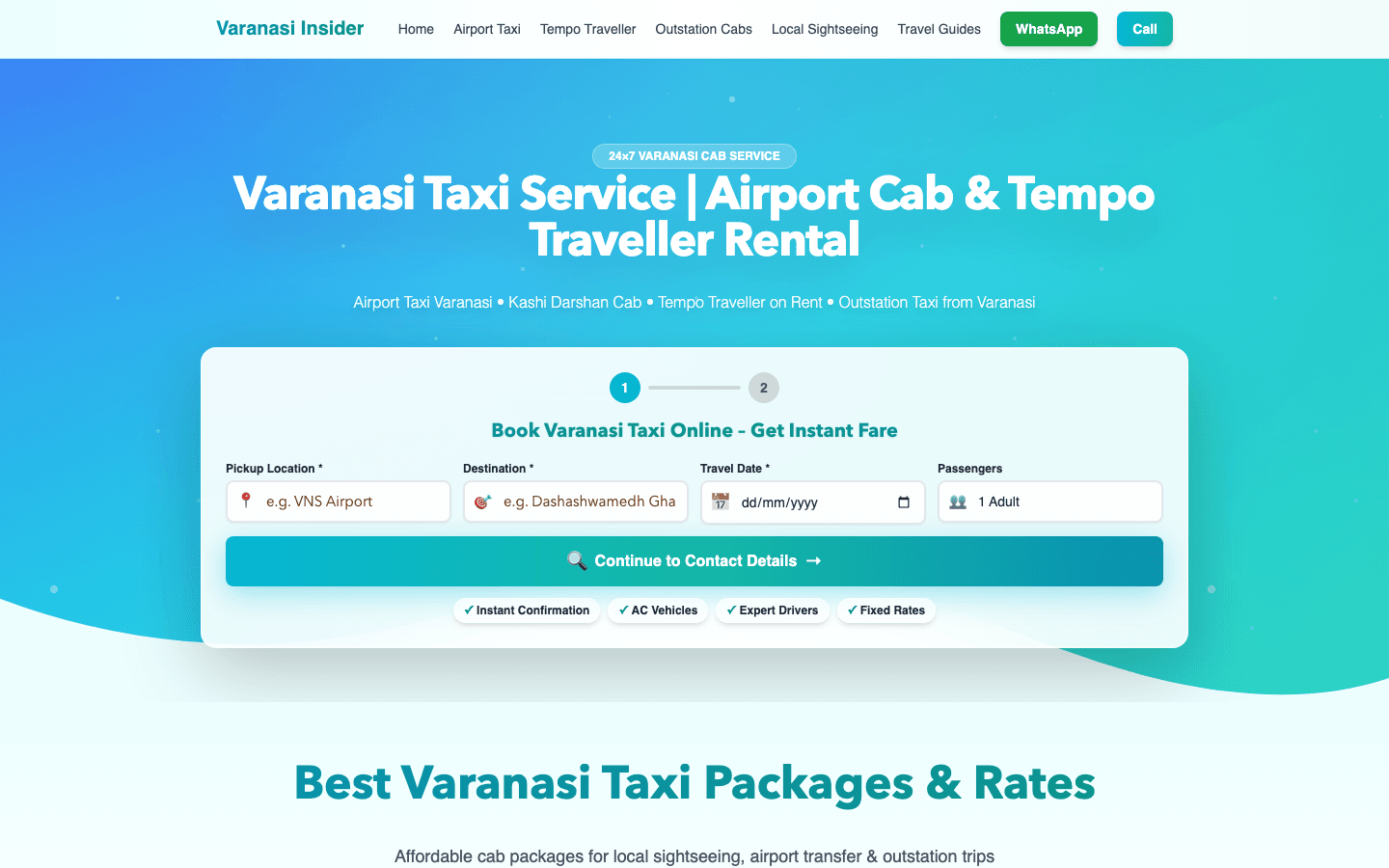 Landing page hero of Kashitaxi mobility platform